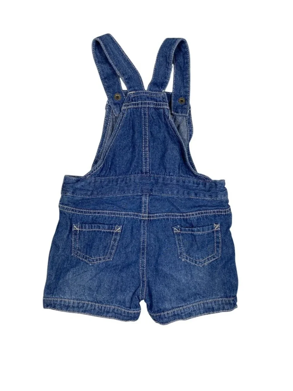 John Deere Toddler Denim Overall Shorts 24M Blue Adjustable Straps Embroidered L
